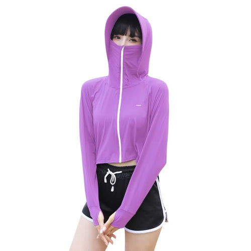 #purple Zip Up Thumbhole Hooded_ Jacket UPF50+