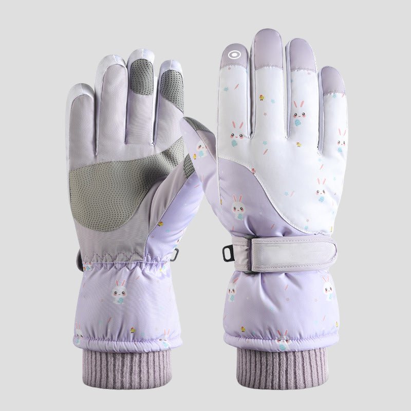  purple bunny Fleece Ski Gloves