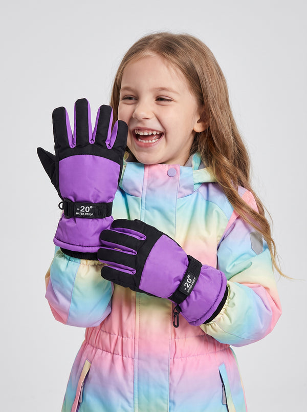 #purple girls Waterproof Ski Gloves