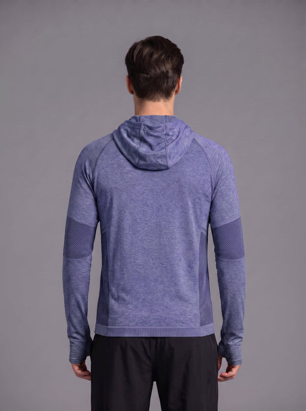 #purple rear of Men’s Seamless Hooded Athletic Jacket