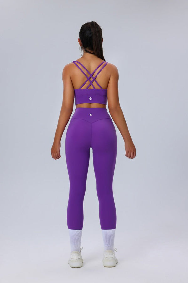#purple sculpting yoga Leggings with sports vest with anniou logo