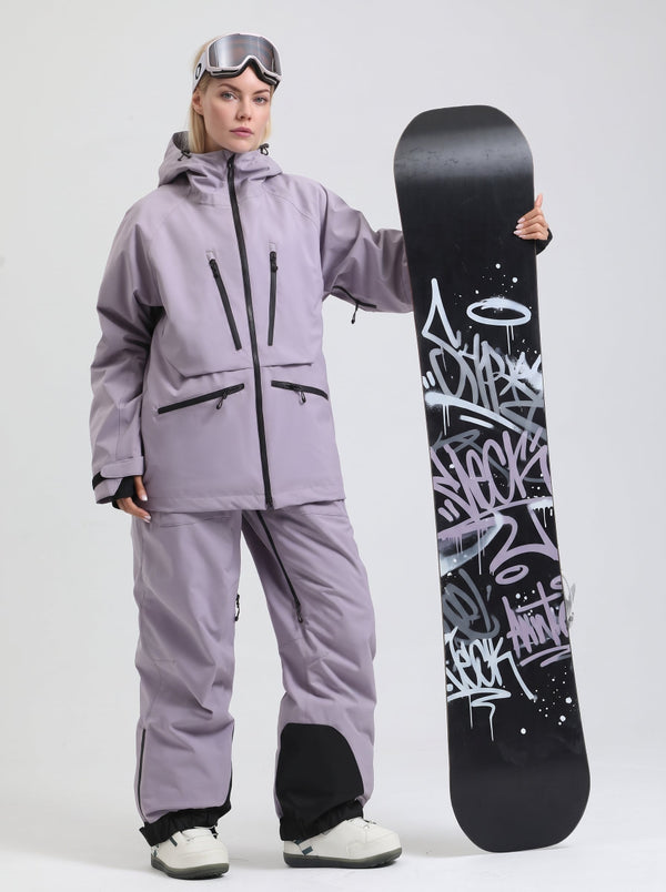 #purple waterproof snowboarding outfit