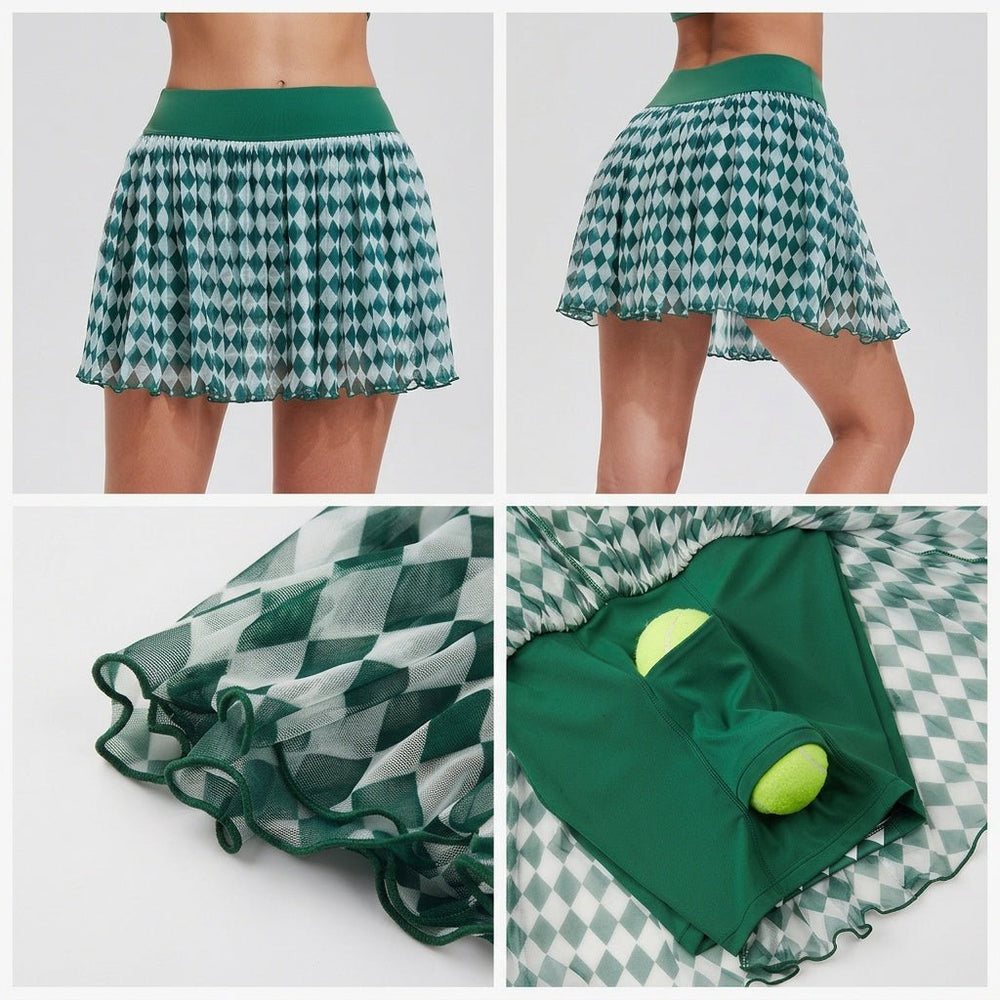 quick dry mesh tennis skirt with ball holder pocket