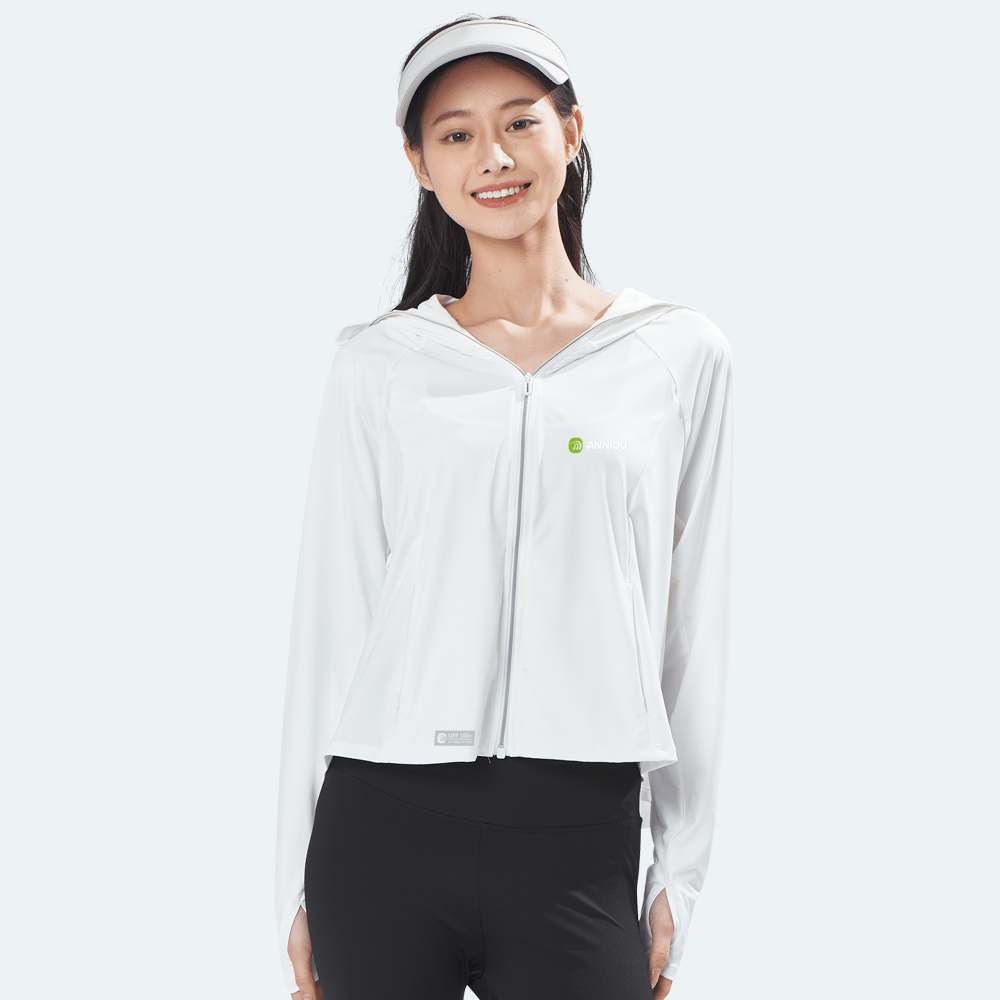 Hooded Cropped Sun Protection Jacket white