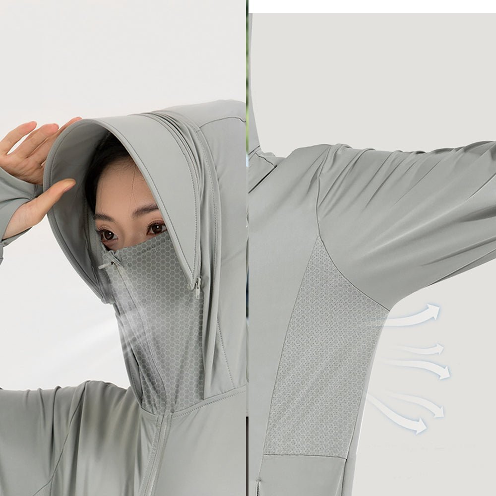 Raw Yarn Ice Silk Hooded Sun Protection Jacket - Sidiou Group