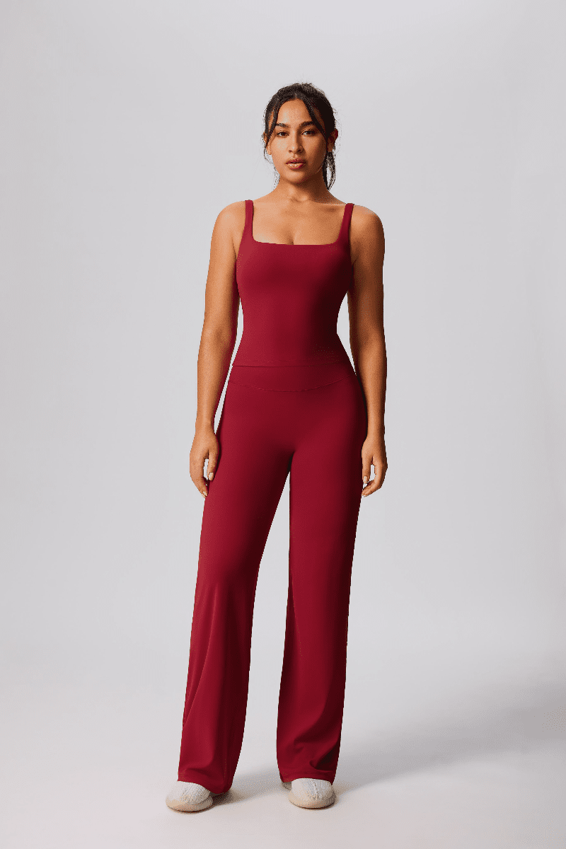 #red High-Waist Yoga Pants