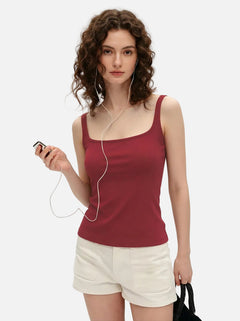 #red Mulberry Silk Padded Camisole