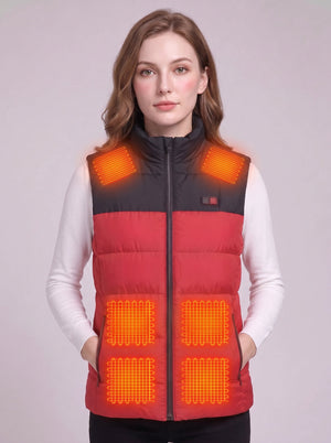 #red Women's Heated Puffer Gilet