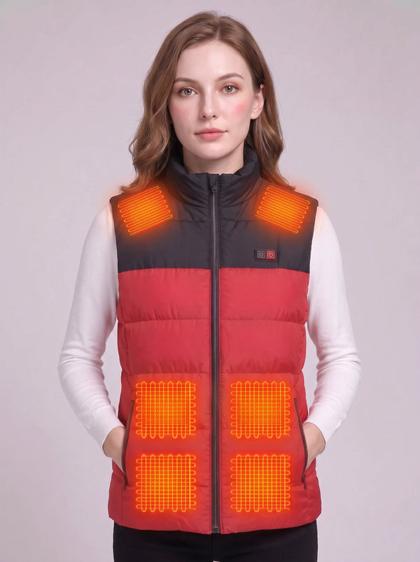 #red Women's Heated Puffer Gilet