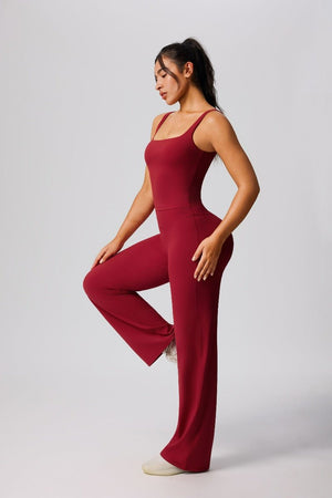 #red butt lift leggings and yoga top for women 