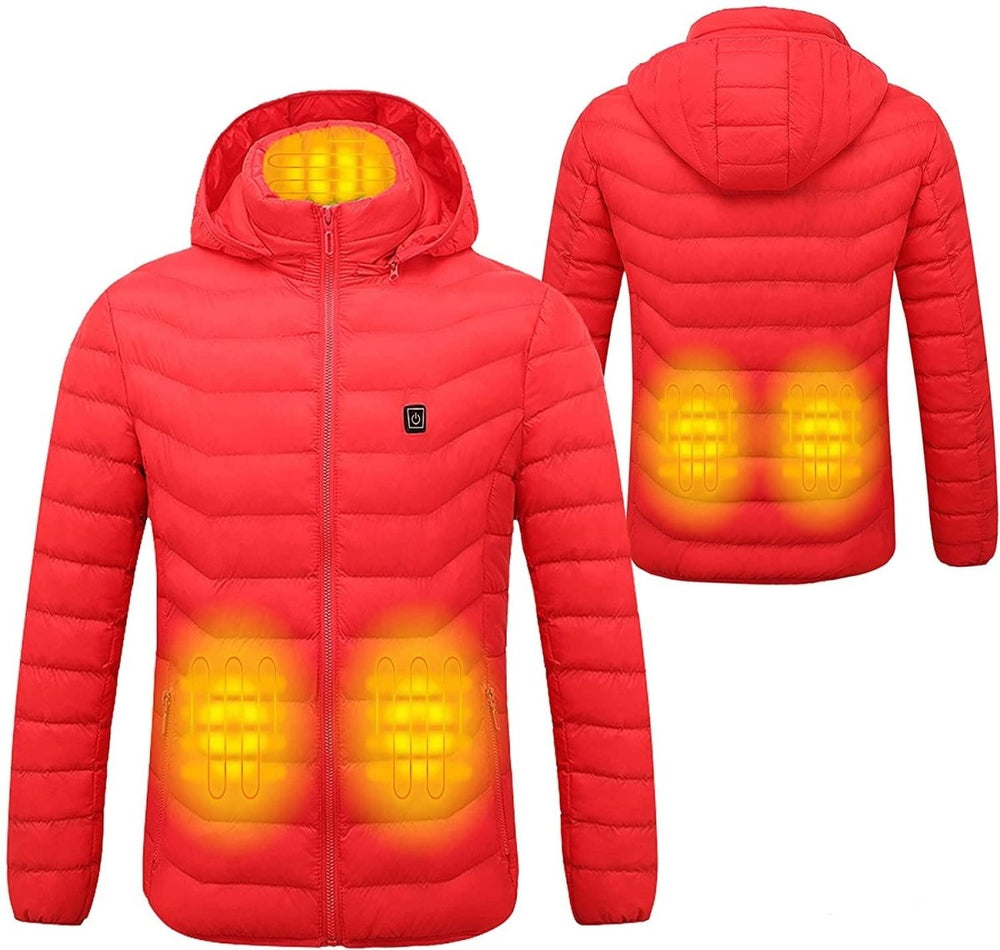 red heated duck down jacket
