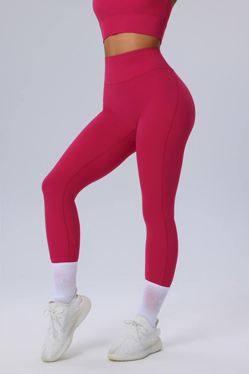 red pink sculpting yoga butt lift Leggings 