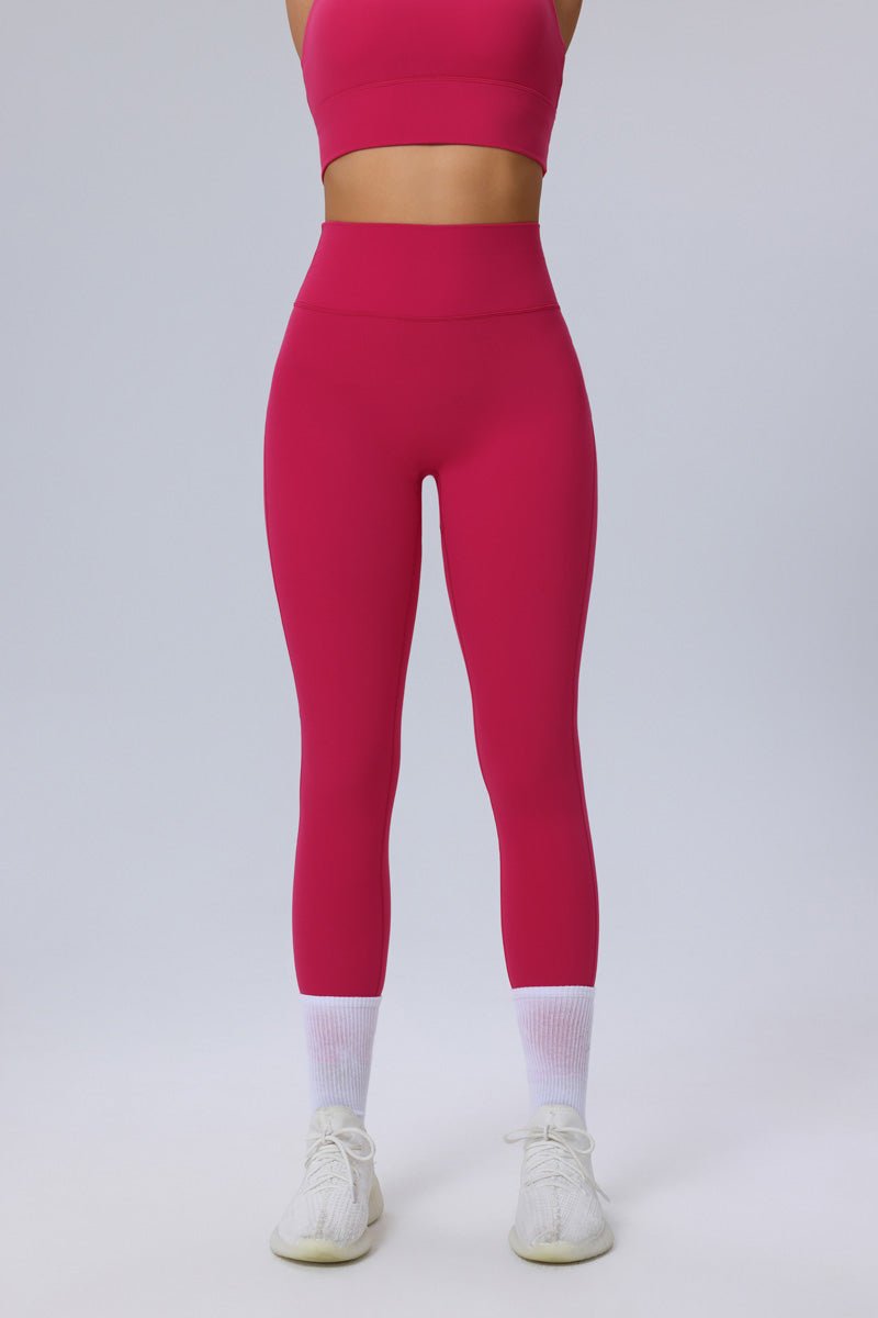 red pink sculpting yoga butt lift Leggings with vest