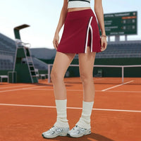 red quick dry slit tennis skirt