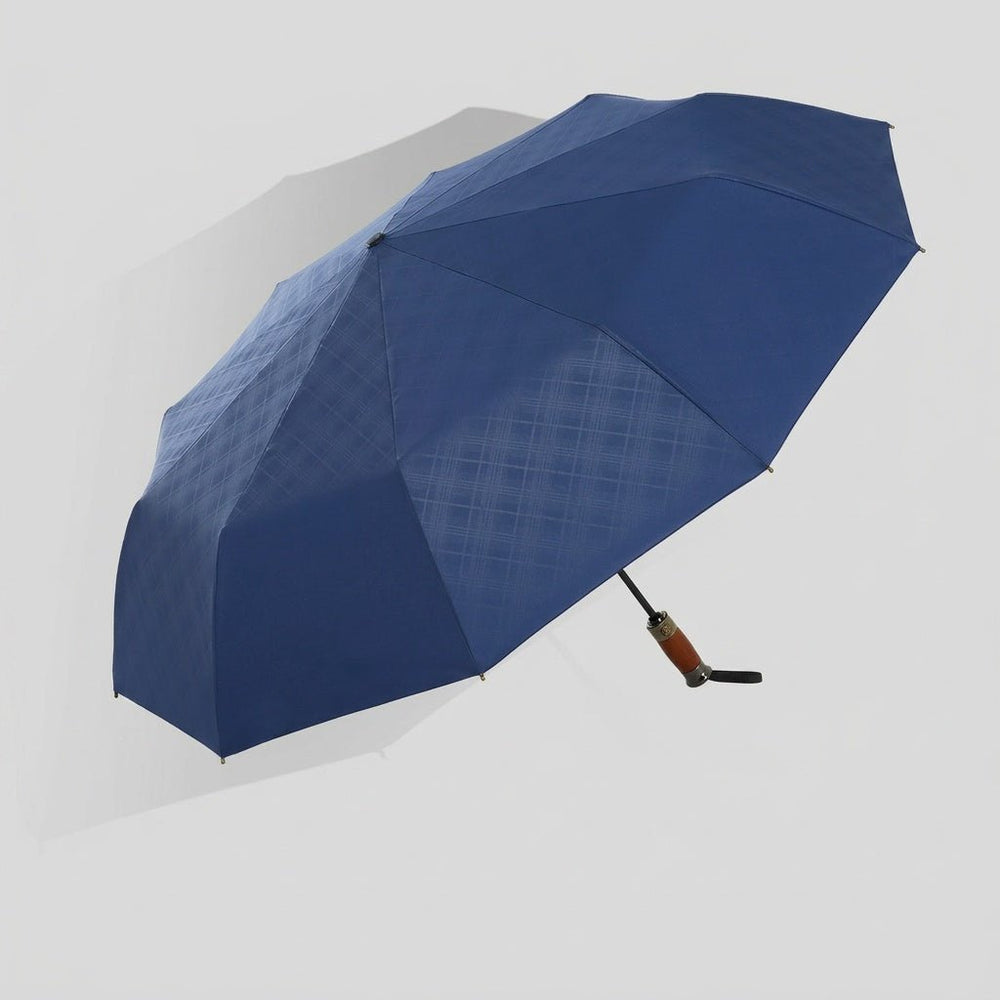 retro navy blue wooden handle business umbrella