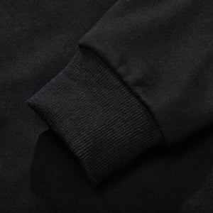 ribbed cuffs detail of #Black Heated Zip Up Hoodie