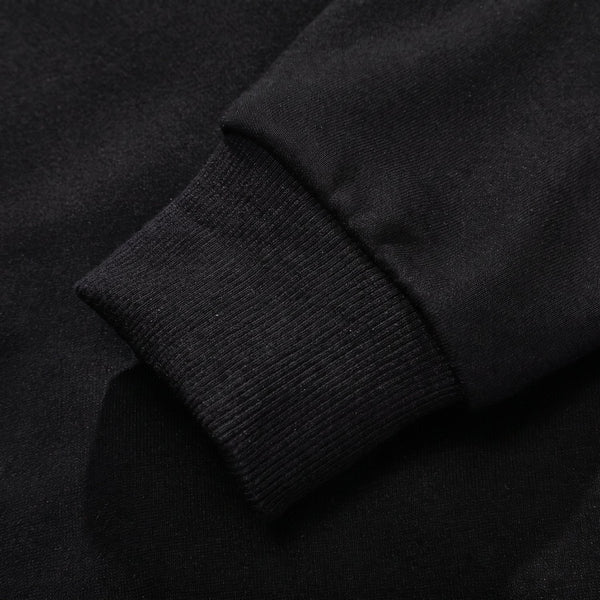 ribbed cuffs detail of #Black Heated Zip Up Hoodie