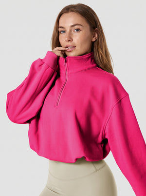 #rosered Cropped Athletic Fleece Pullover