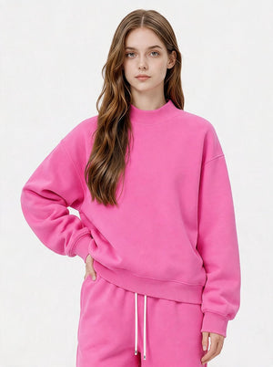 #rosered Mock Neck Drop Shoulder Sweatshirt