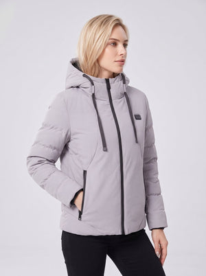 side of #grey 11 Area Heated Hooded Padded Jacket