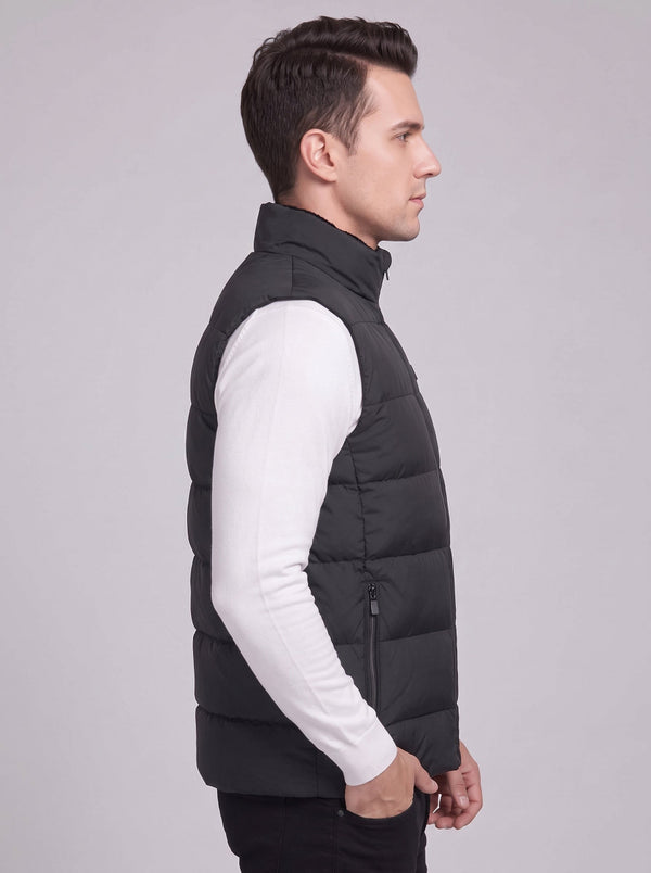 side view #Black Men's Heated Puffer Gilet