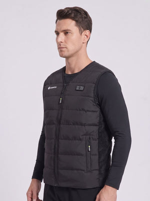 mens v-neck heated vest in black by Anniou with a zip front