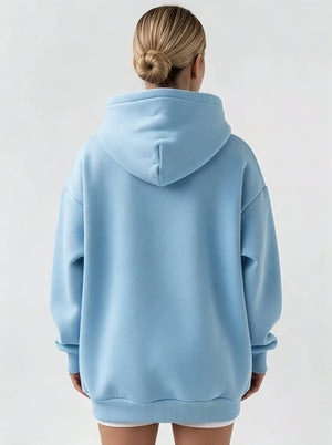 #skyblue Oversized Pullover Hoodie of back view