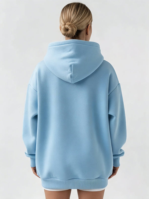 #skyblue Oversized Pullover Hoodie of back view