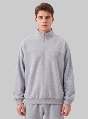 stand collar #grey loose sweatshirt