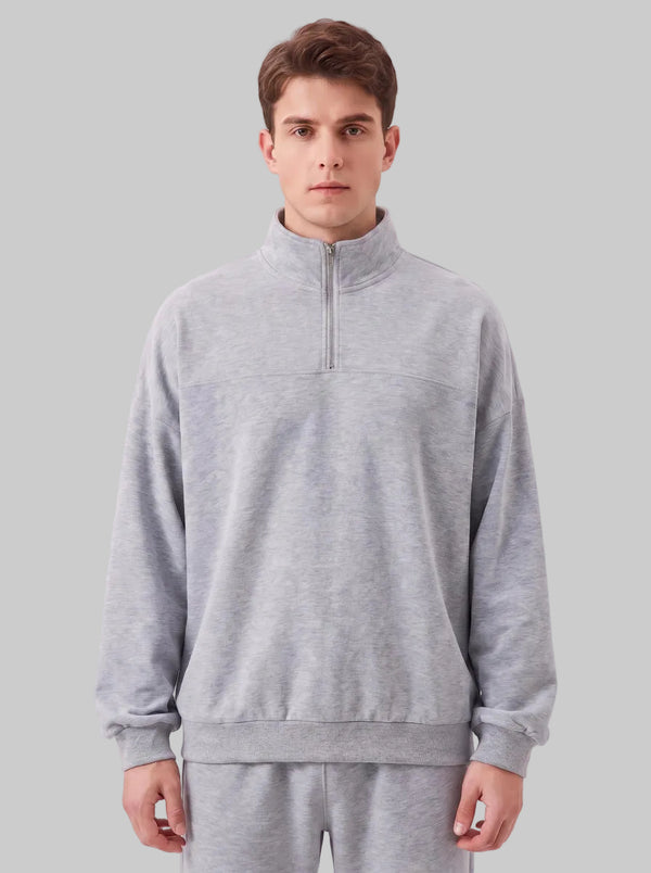 stand collar #grey loose sweatshirt