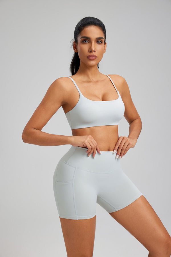 stretch high waist yoga shorts grey