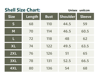 Waterproof 3 in 1 Jacket size guide