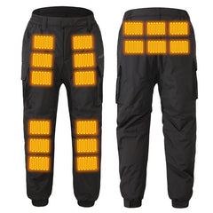 Unisex 18 Areas black Heated Cargo Pants back