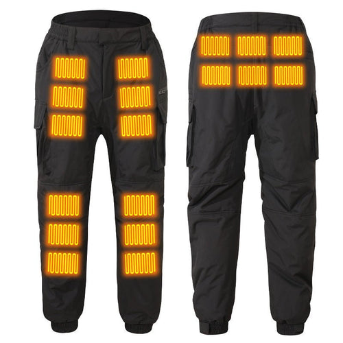 Unisex 18 Areas black Heated Cargo Pants back