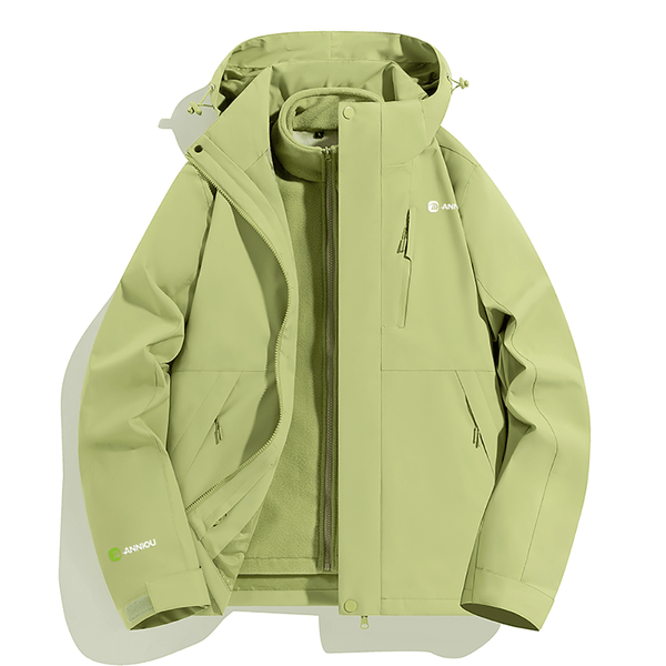 green Waterproof 3 in 1 Fleece Jacket by Anniou 
