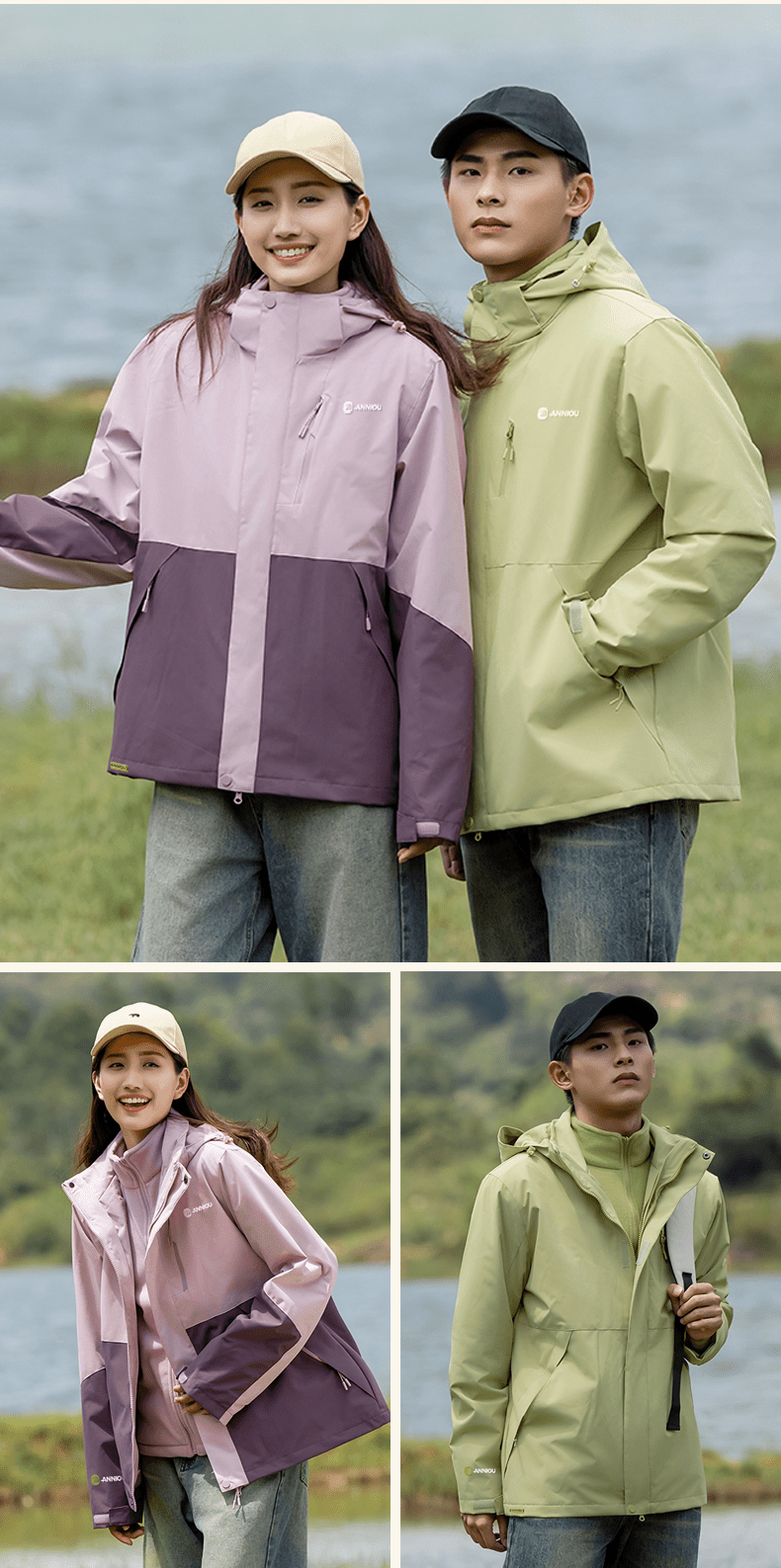Unisex 3 - in - 1 Removable Polar Fleece Hiking Jacket - Sidiou Group