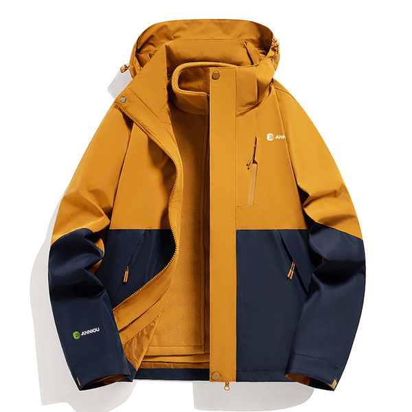 brown and navy Waterproof 3 in 1 Fleece Jacket by Anniou 