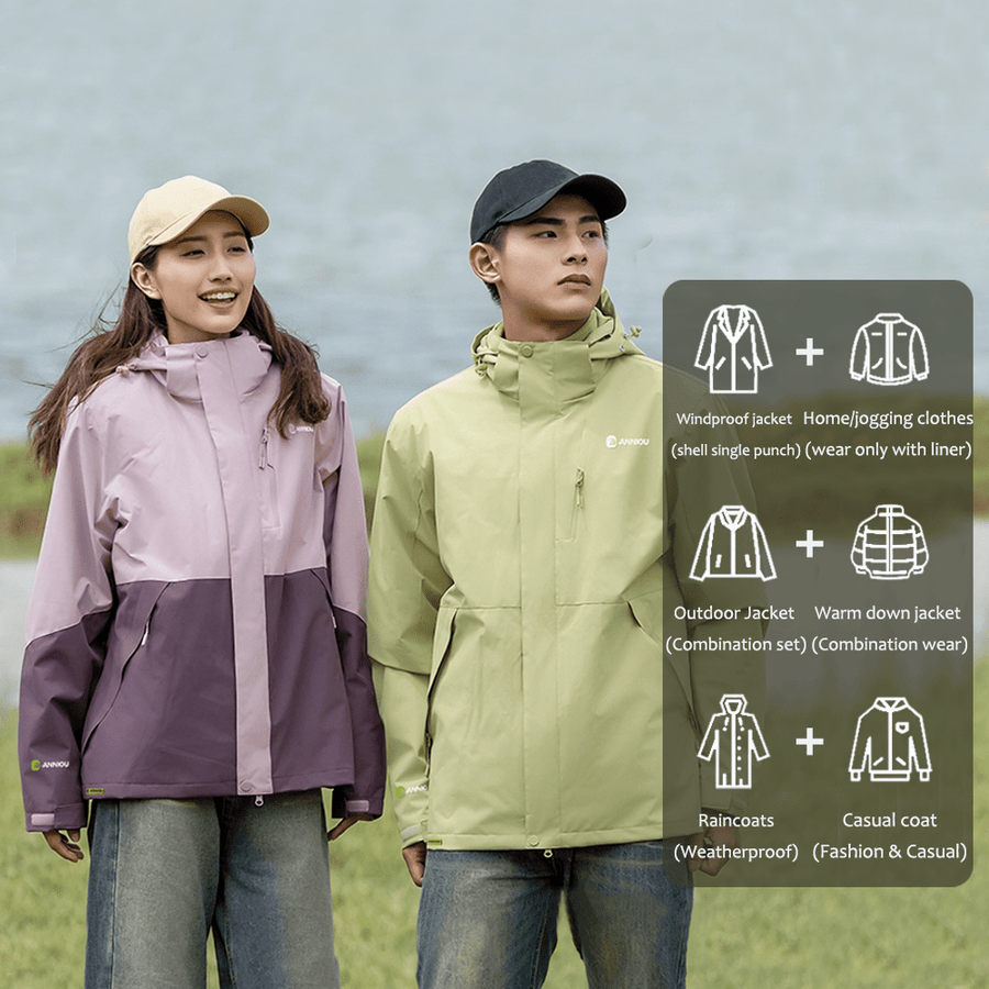 Unisex 3 - in - 1 Removable Polar Fleece Hiking Jacket - Sidiou Group