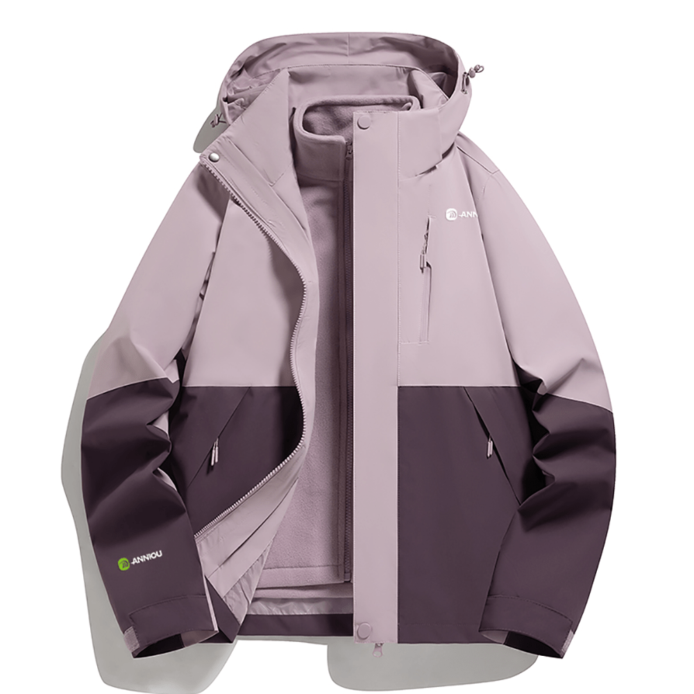 gray and purple Waterproof 3 in 1 Fleece Jacket by Anniou 