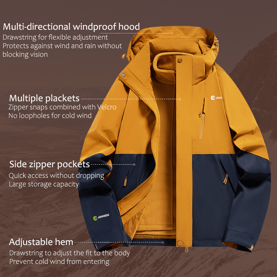 Unisex 3 - in - 1 Removable Polar Fleece Hiking Jacket - Sidiou Group