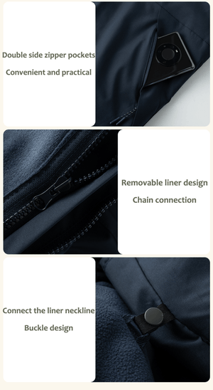 black and white Waterproof 3 in 1 Fleece Jacket details
