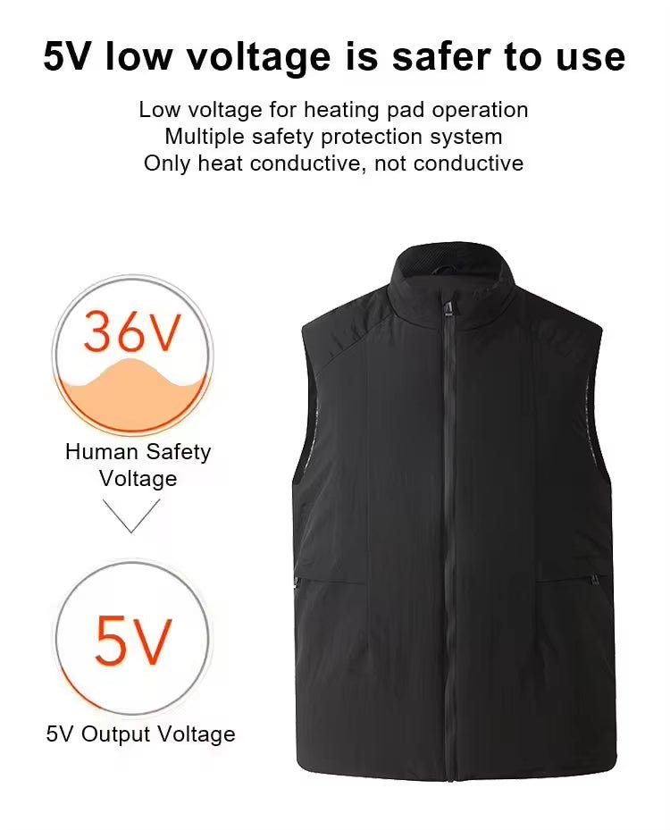 Unisex 6 Area Black Graphene Heated Gilet - Sidiou Group