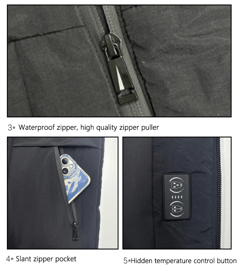 Unisex 6 Area Black Graphene Heated Gilet - Sidiou Group