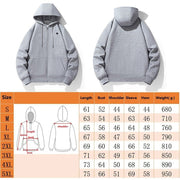 5 Area Heated Pullover Hoodie size guide