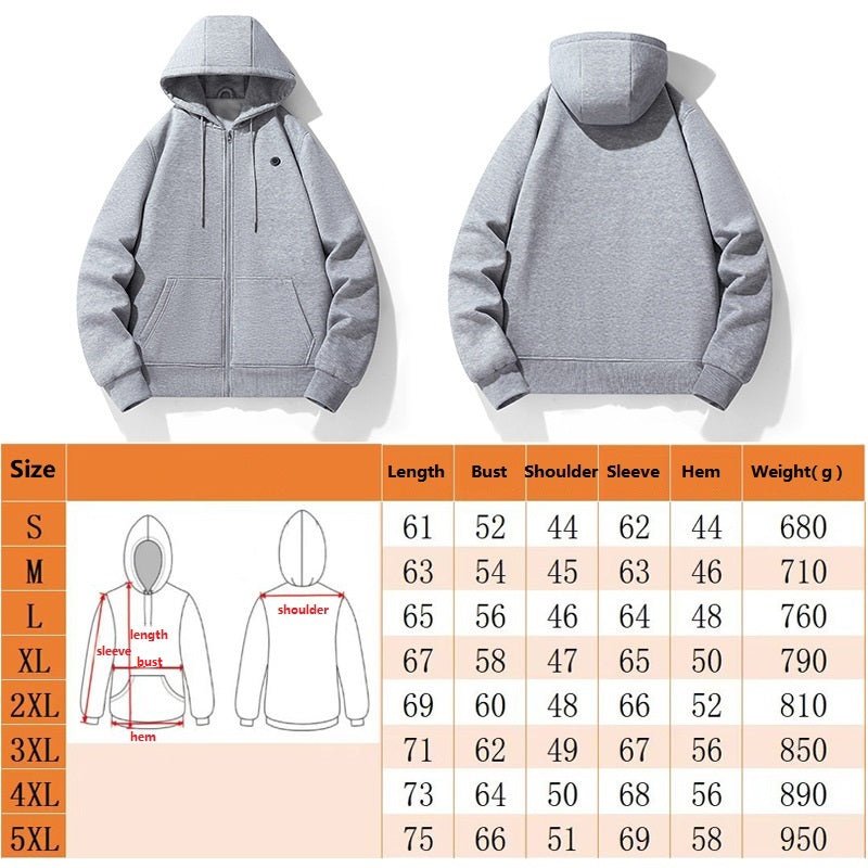 5 Area Heated Pullover Hoodie size guide