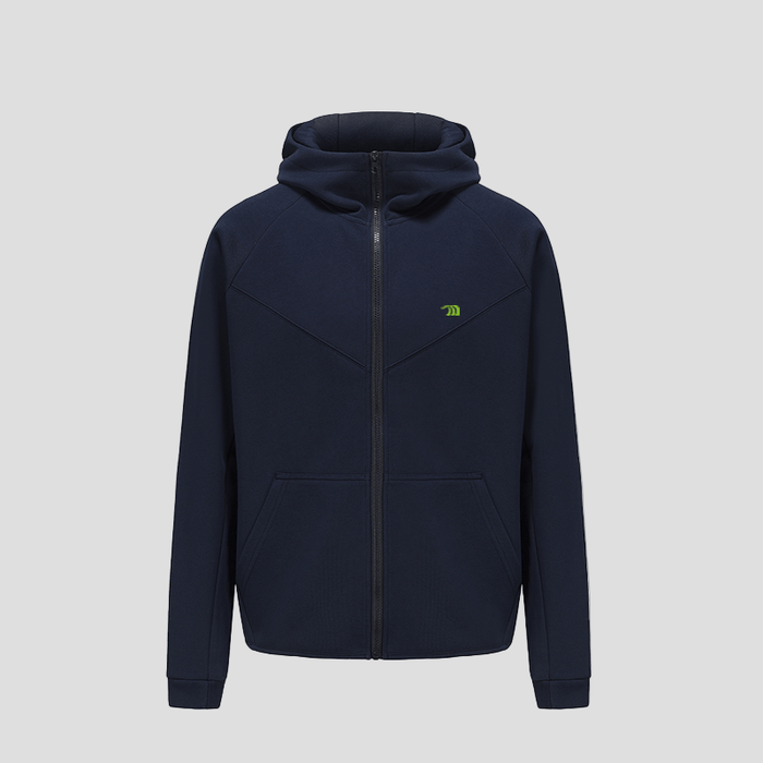 Navy Sports Zip Up Hoodie by Anniou