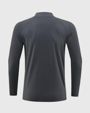 men's grey rear UPF 100+ Quarter Zip Sweatshirt