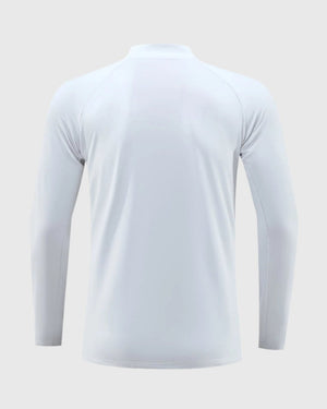 men's rear light grey UPF 100+ Quarter Zip Sweatshirt 
