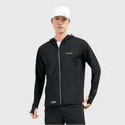 men's black UPF 100+ Sun Protection Hooded Jacket 