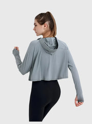 UPF 50+ Hooded Cropped Shirt - Sun Protection Clothing
